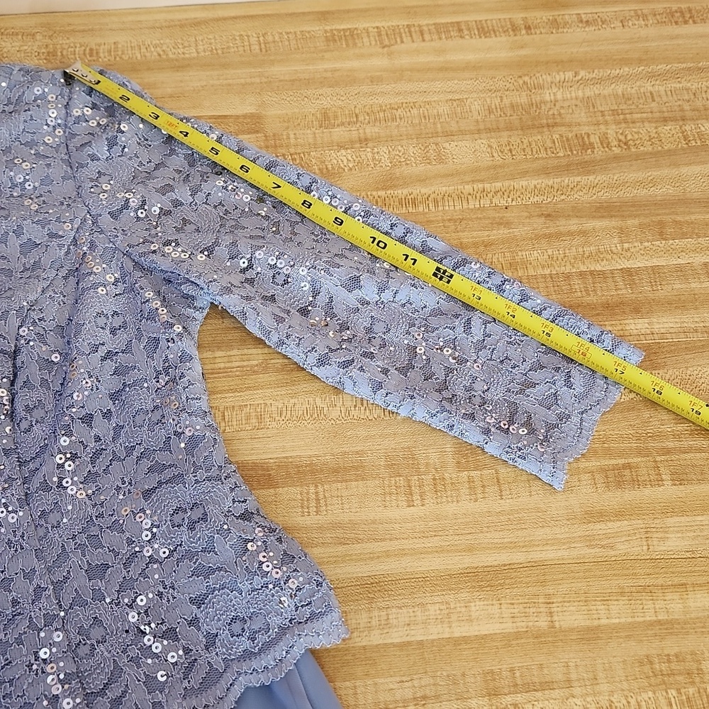 ALEX EVENINGS Long Gown Sequin Lace Bodice & Chifon Skirt, 8P - Picture 10 of 16